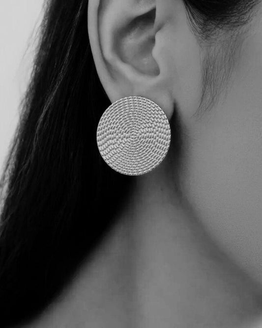 Aretes Plata Placa Redonda