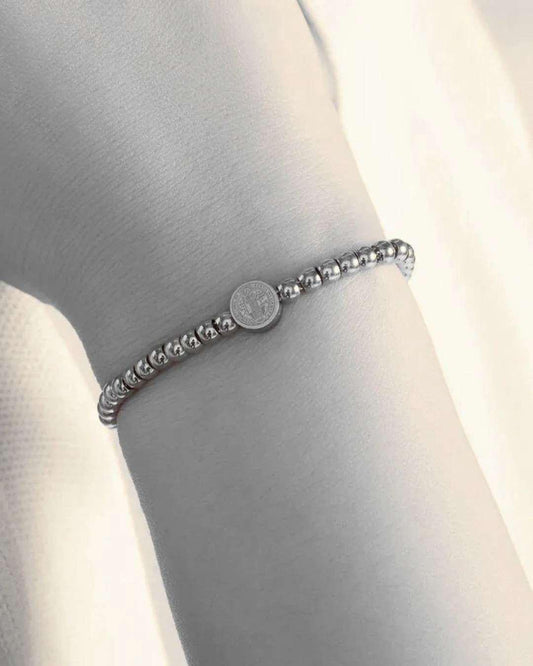 Pulsera Bolitas San Benito Plateada