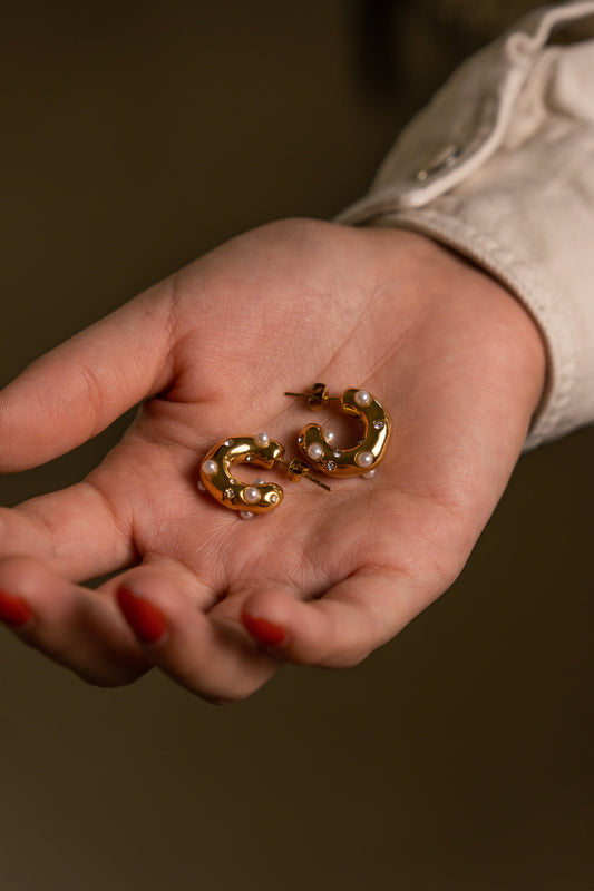 Aretes Perla Brillo Dorados