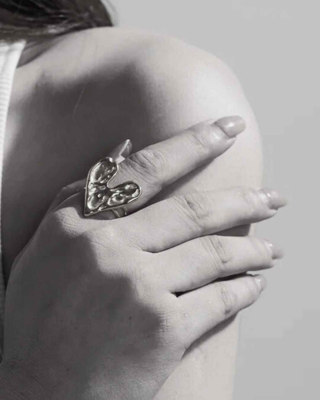 Anillo Ajustable Amalfi Corazon Plateado