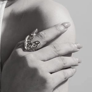 Anillo Ajustable Amalfi Corazon Plateado