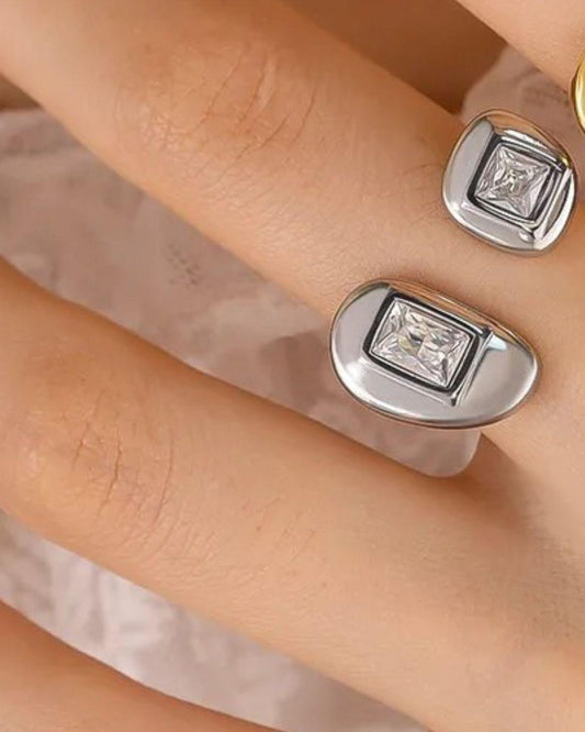 Anillo Ajustable Tel Aviv Plateado