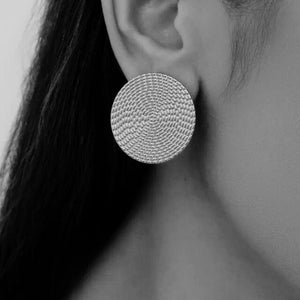 Aretes Plata Placa Redonda