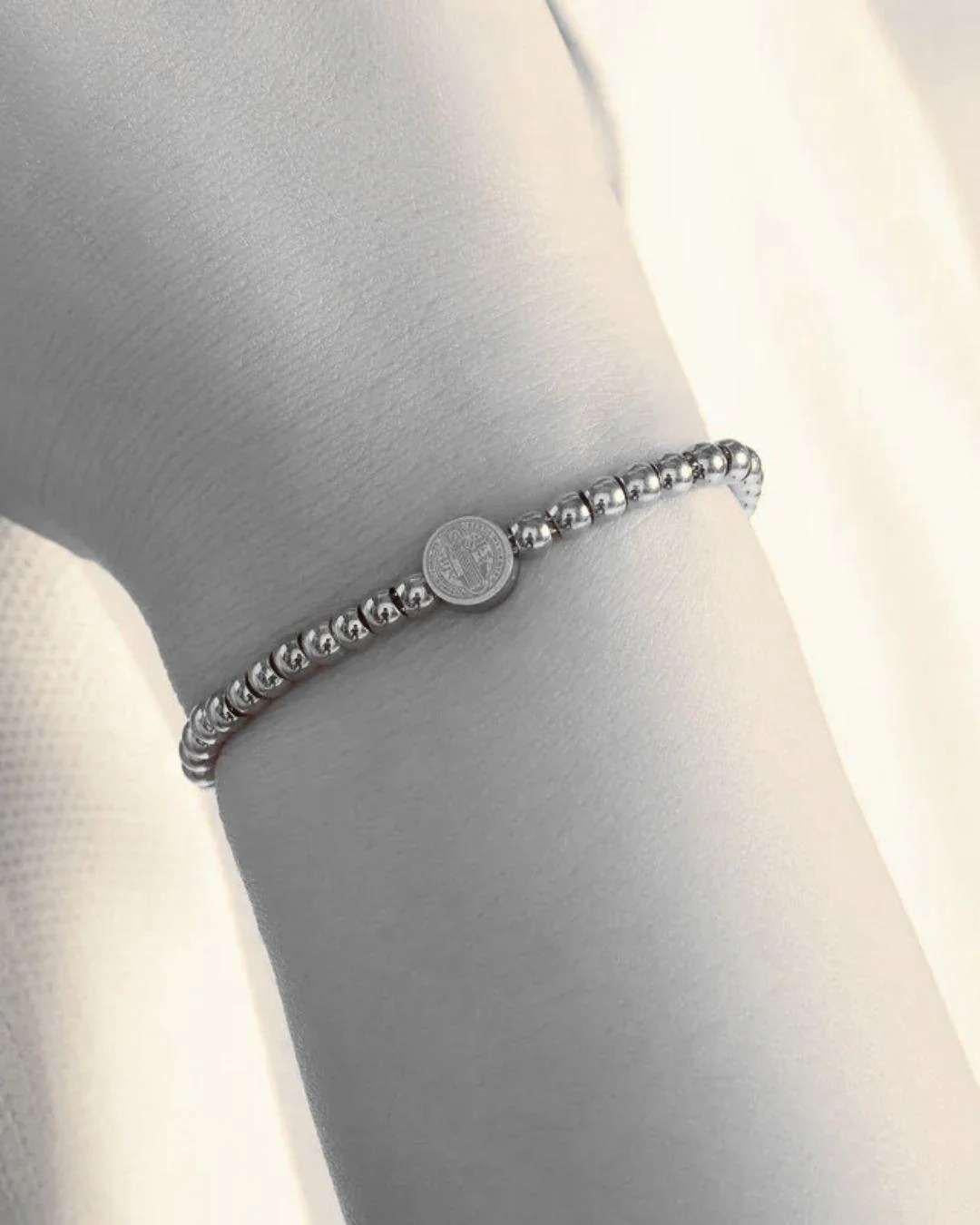 Pulsera Bolitas San Benito Plateada