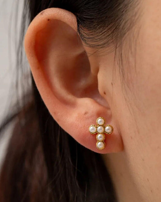 Aretes Cruz Perla