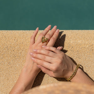 Anillo Ajustable Amalfi Corazon Dorado