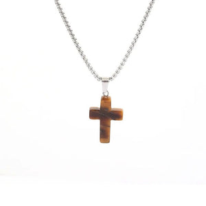 Collar Hombre Plateado Cruz